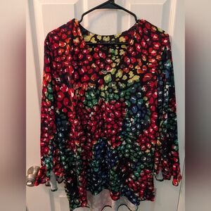 Colorful Leopard Print Top by Calessa Size Large